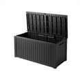 thumbnail image 2 of MAYEERTY 180 Gallon Outdoor Deck Box, Large Capacity Storage Box for Patio Furniture Cushions, Pillow with Wheels, Black, 2 of 7