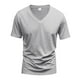 thumbnail image 5 of Playeras Elvqul para Hombre Gris Deportivas Casual Liso Manga Corta Cuello en V, 5 of 8