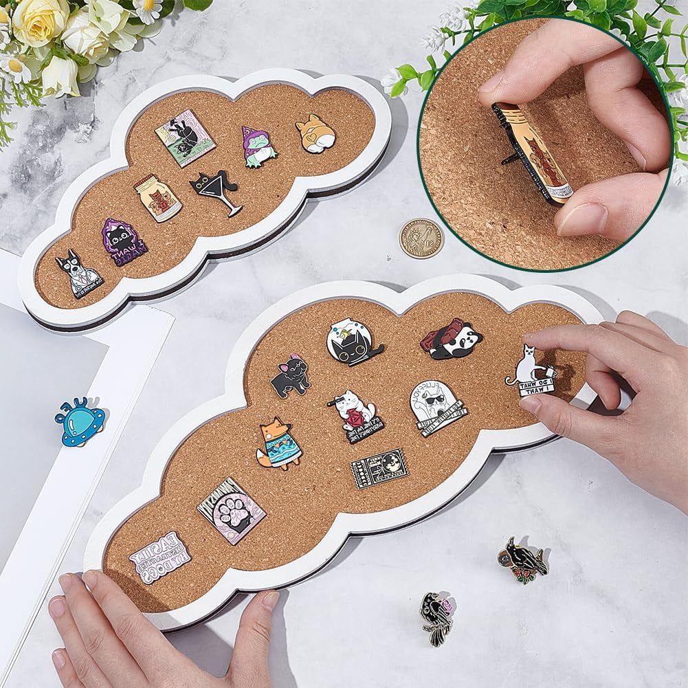 2 Pcs Pin Display Cork Tray 2 Styles Cloud Shape Wall Mounted Brooch Board Bulletin Display Board