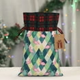 thumbnail image 5 of Rocae Flamingo Print Christmas Drawstring Linen Gift Bag with Drawstrings Treat Bag Goody Present Bags for Christmas Party Favor, 5 of 8