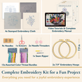 thumbnail image 6 of ComfiTime Embroidery Kit for Beginners – 4 Skill-Building Levels for Kids & Adults, Stamped Basic Stitch Patterns, Easy Arts & Crafts with 2 Hoops, Threads/Floss, Needles, Scissors & Instructions, 6 of 14