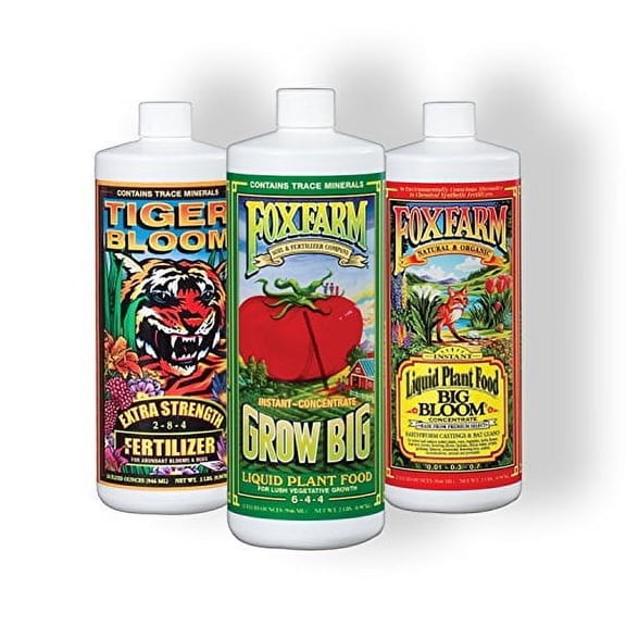 Fox Farm Soil Trio Nutrients Bundle / Big Bloom / Grow Big / Tiger Bloom Quart 32 oz