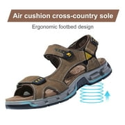 CAMEL CROWN Mens Leather Hiking Sandals Outdoor Beach Sports Male Water Sandals Fisherman Open Toe Shoes Adjustable Straps Athletic Sandals Coffee