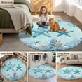 thumbnail image 6 of Summer Starfish Round Living Room Rugs 3.3 ft, Teal Orange Ocean Corals Coastal Marine Life Washable Area Rug with Non-Slip Sturdy Edge Binding Round Front Door Mat Floor Carpet for Entryway, 6 of 9