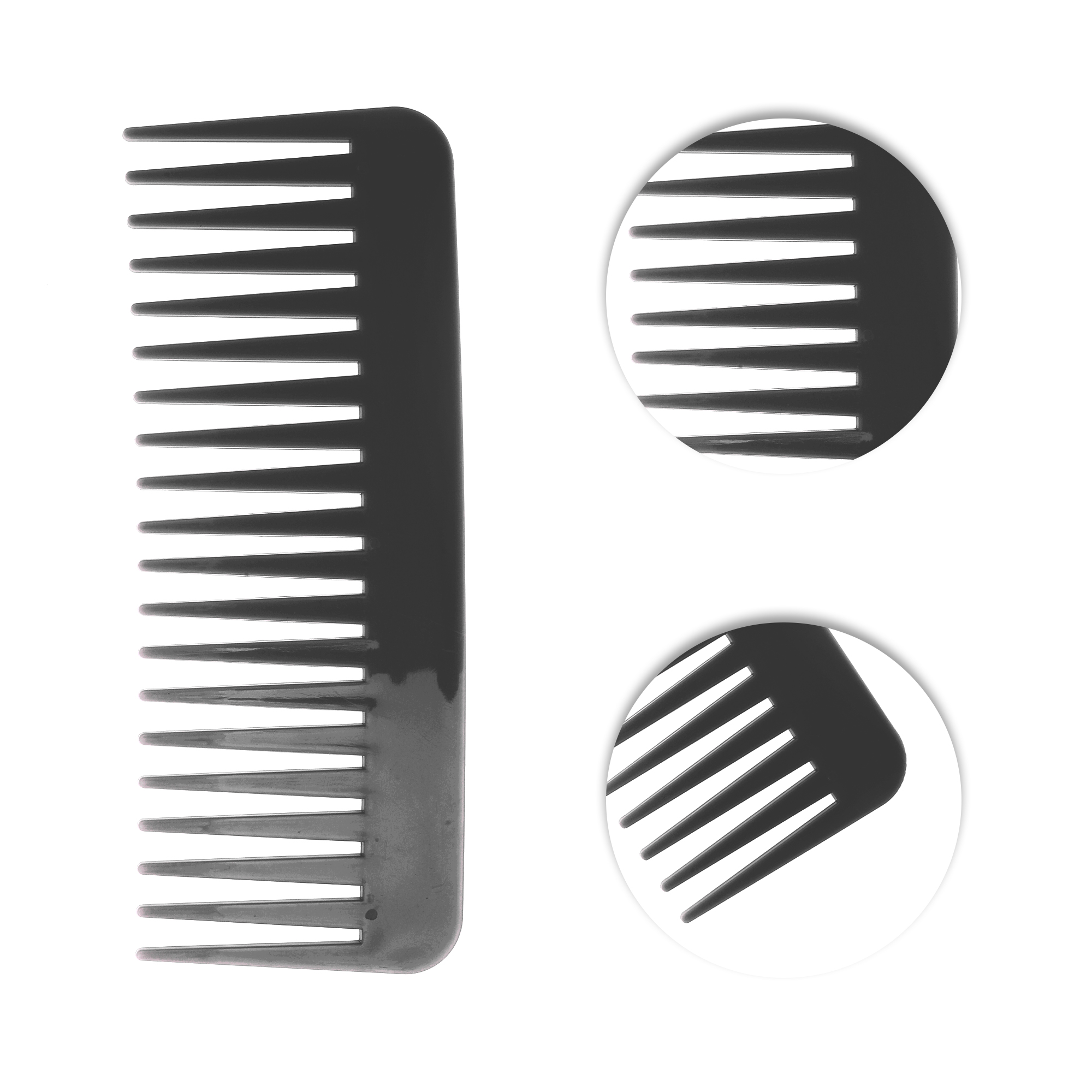 Unique Bargains 1 Pc Flat Style Wide Tooth Comb for Curly Thin Hair Black