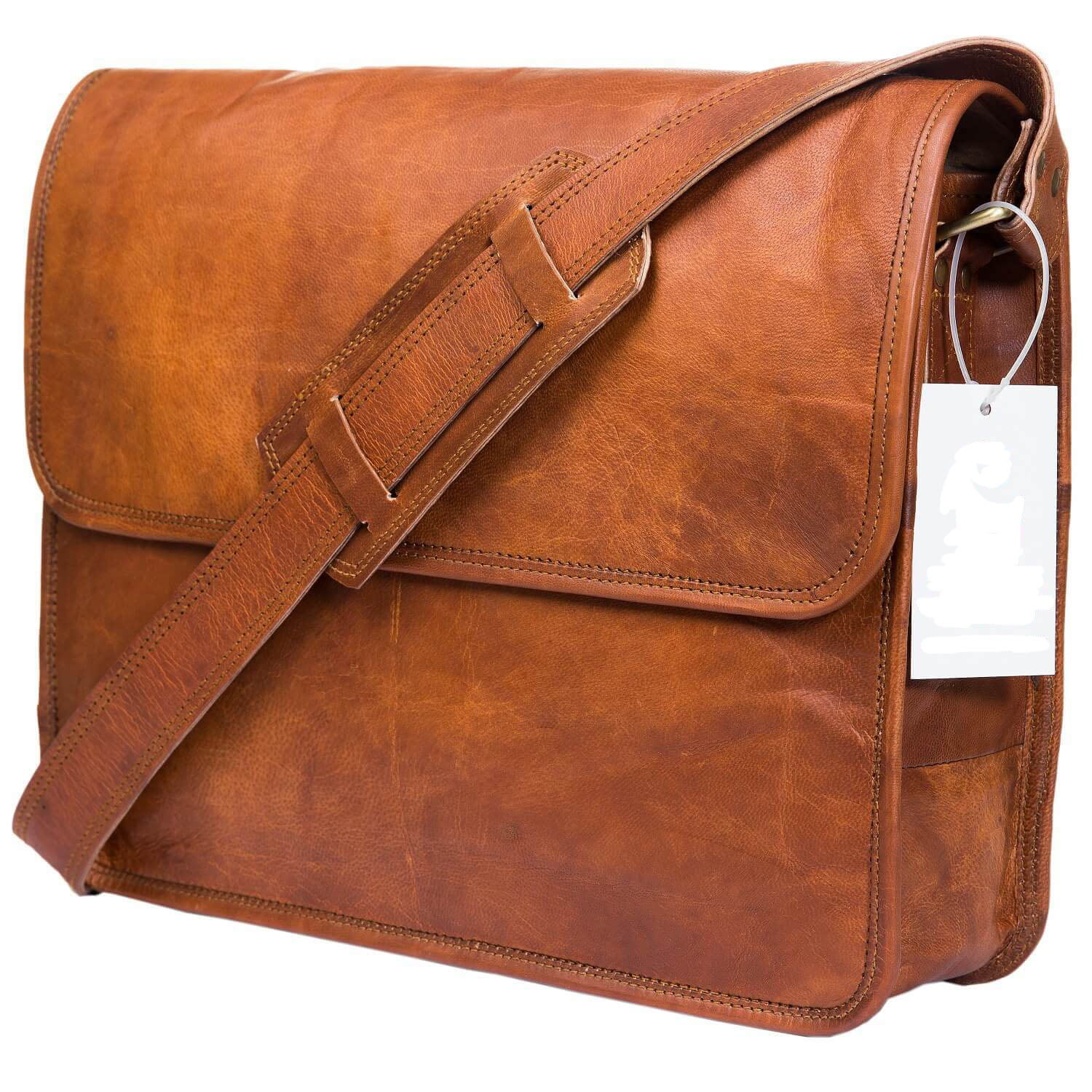 Leather Messenger Bag for Men Laptop Shoulder Satchel University