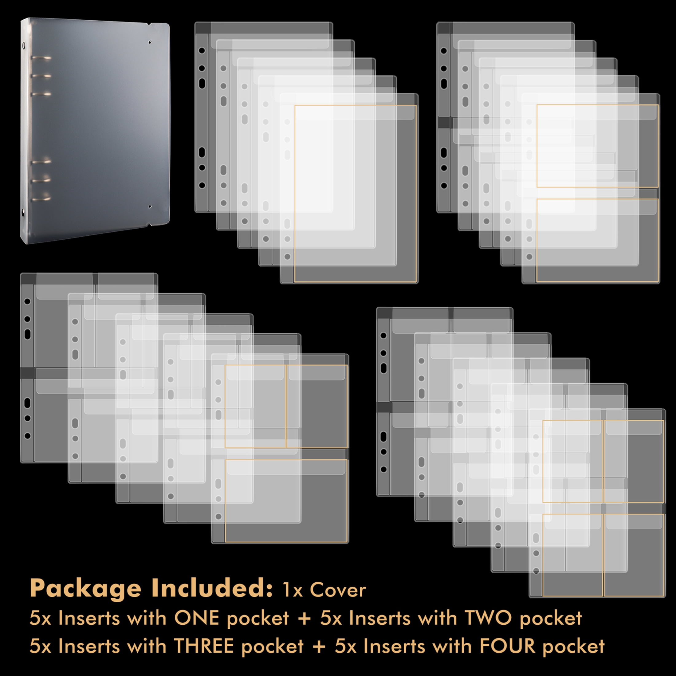 Briartw A5 Transparent Matte Storage Book Binder Cover and 20 Sheets