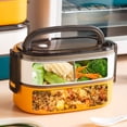 thumbnail image 3 of Double Layer Plastic Lunch Boxes with Handle Durable High Temperature Resistant Lunch Box for Traveling Meal Prepping, 3 of 10