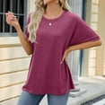 thumbnail image 6 of XMMSWDLA Women's Blouse Tops Loose V Neck 3/4 Bell Sleeve Shirt Womens Tops Casual, 6 of 7