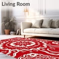 thumbnail image 2 of ODIKA 3'x5' Machine Washable Non-Slip Area Rug, Festive Kaleidoscope Floor Covering with Celebration Themes High Traffic Rug with Pad, Red, 618490, 2 of 8