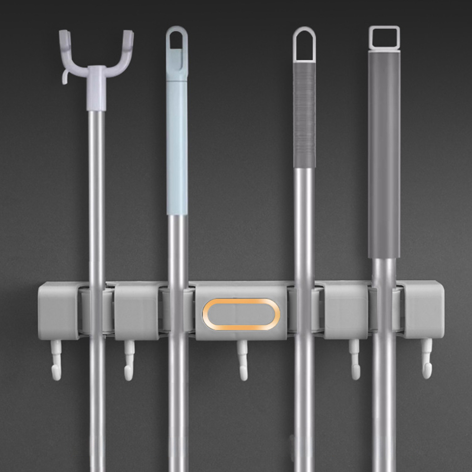 Heavy Duty Wall Mount Mop And Broom Holder – 4 Slots & 4 Hooks For Garage, Kitchen, Or Home Organization