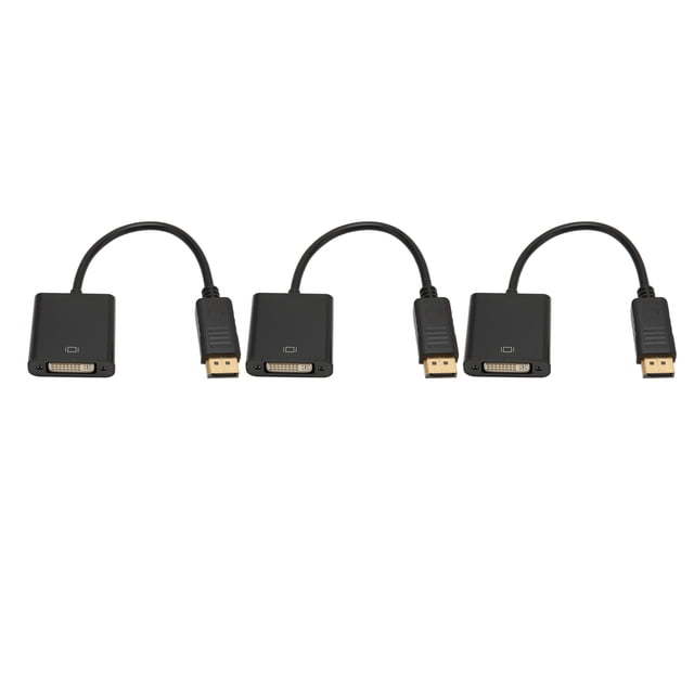 DisplayPort To DVI Adapter, 3pcs Gold Plated 4K 1080P DisplayPort To DVI Adapter Cable Professional Built in IC Chip Black for Desktops for HDTV for Monitor