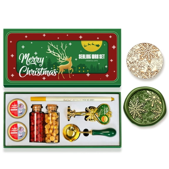 ZPAQI Vintage Seal Stamp Set With Christmas Seal Stamp, Melting Spoon, Seal Beads