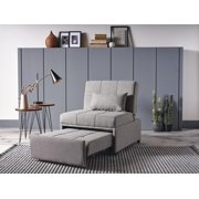 Pull Out Sleeper Chair with Reclining Back Grey