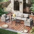 thumbnail image 6 of ECOPATIO 5 Pieces Patio Furniture Set, Modern Outdoor Furniture Patio Sofa Bistro Set with 6" Thickened Cushion, Metal Outdoor Couch Porch Pool Furniture(Grey), 6 of 10