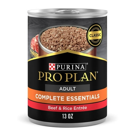 Purina Pro Plan Wet Dog Food for Adult Dogs Complete Essentials Soft Beef & Rice 13 oz Cans (12 Pack)