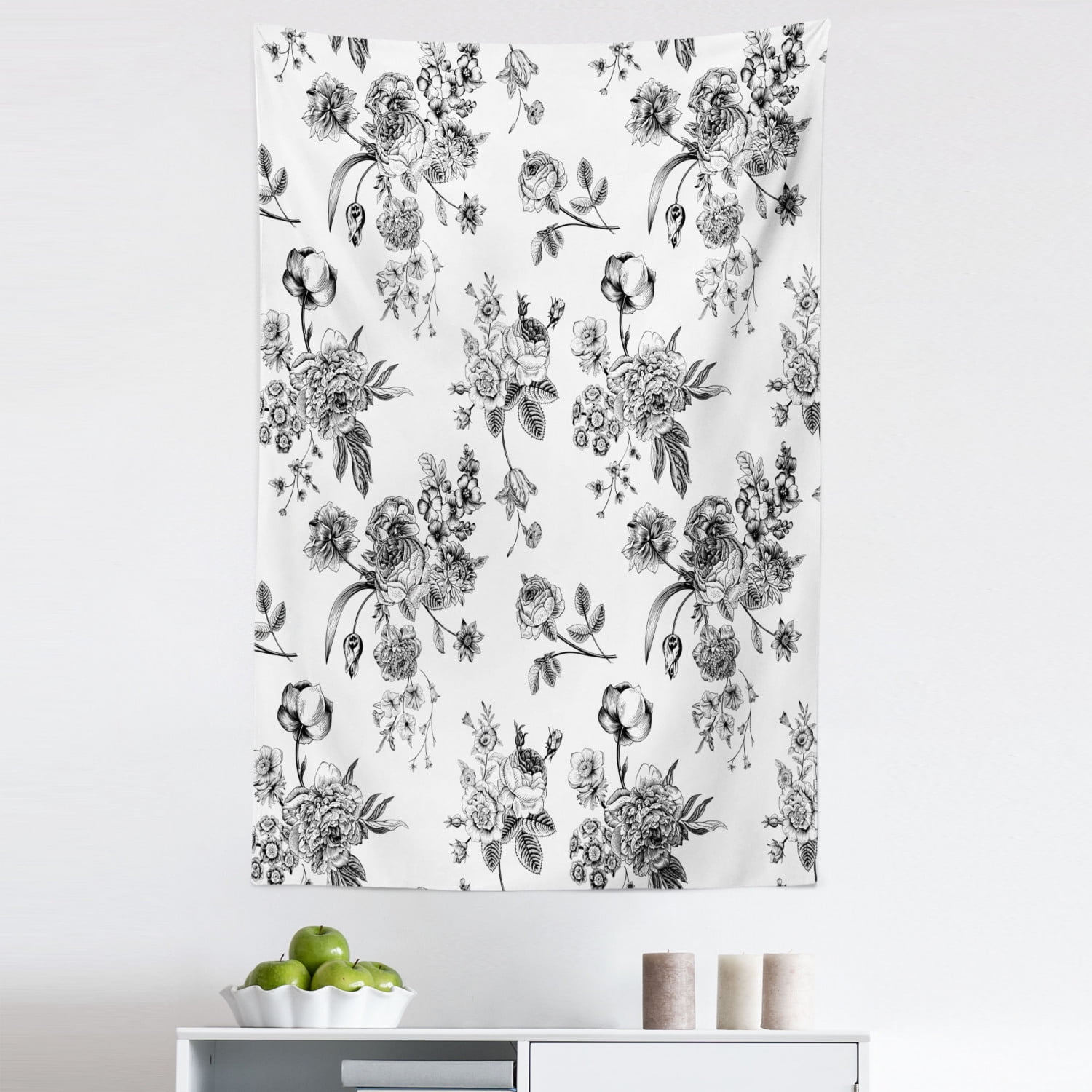 Tapis Mural (tapestry) Vintage Brodé Main - Coton, Motifs Floraux Et Animaux, 45x40 Pouces