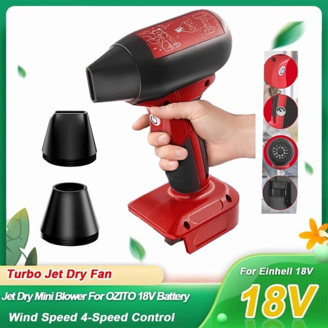 Ventilador de chorro mini, soplador de aire inalámbrico 130000 RPM, comp. con bat. Einhell 18V, control 4 vel., para limpiar polvo del auto, hojas de BBQ al aire libre y pelo de mascota del sofá