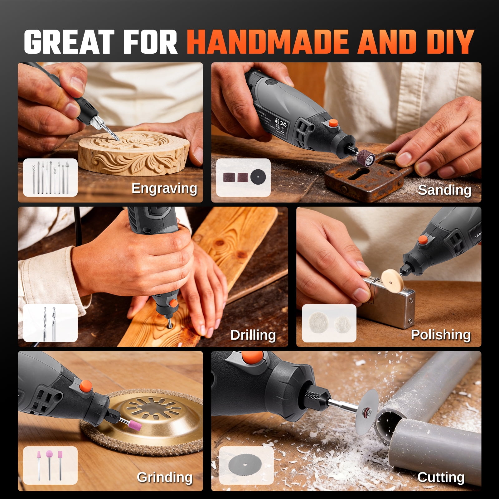 SPEEDWOW Rotary Tool Kit, Corded Power Rotary with Flex Shaft & 160 Accessories Tools, Variable Speed 33000RPM Electric Drill Set for Handmade Crafting Projects and DIY