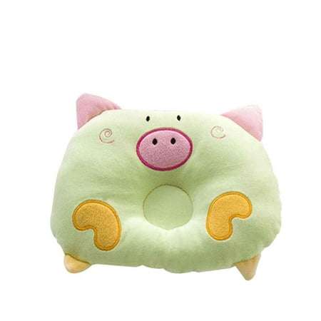 Cartoon Pig Shape Velvet Pillow Sleep Head Anti-rollover Cushion for Baby Infant Newborn