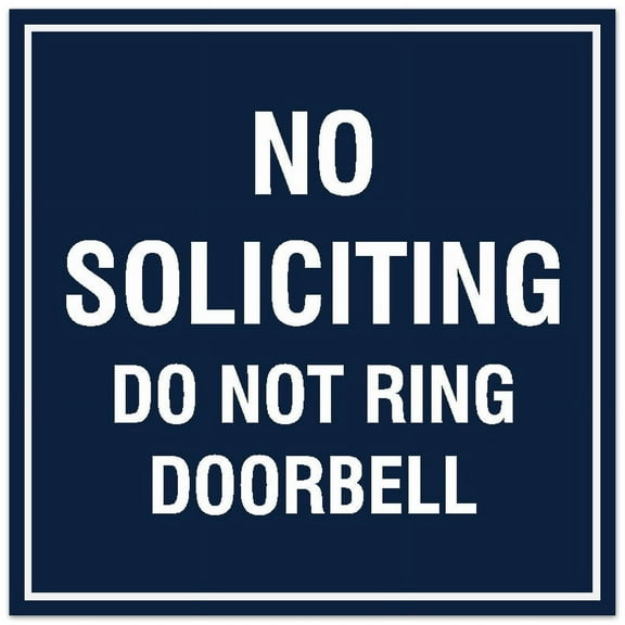 Signs ByLITA Square No Soliciting Do Not Ring Doorbell Sign - Easy Installation | Durable Material (Navy Blue / White) - Large