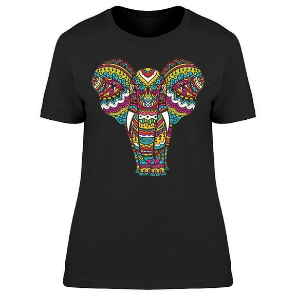 Colorful Decorative Elephant T-Shirt Women -Image by Shutterstock, Female Large