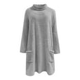 thumbnail image 5 of XIAONU Womens Sweatshirts Semi-High Neck -Lined Warm Hoodless Sweatshirt Solid Color Long Sleeve Kangaroo Pocket Baggy Pullover Tops, 5 of 6