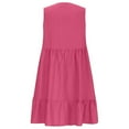 thumbnail image 5 of Petite Floral Dresses for Women Lightweight Cotton Linen V Neck Knee Length Casual A-Line Dresses Ruffle Tiered Layered Sleeveless Work Midi Dresses Hot Pink XL, 5 of 6