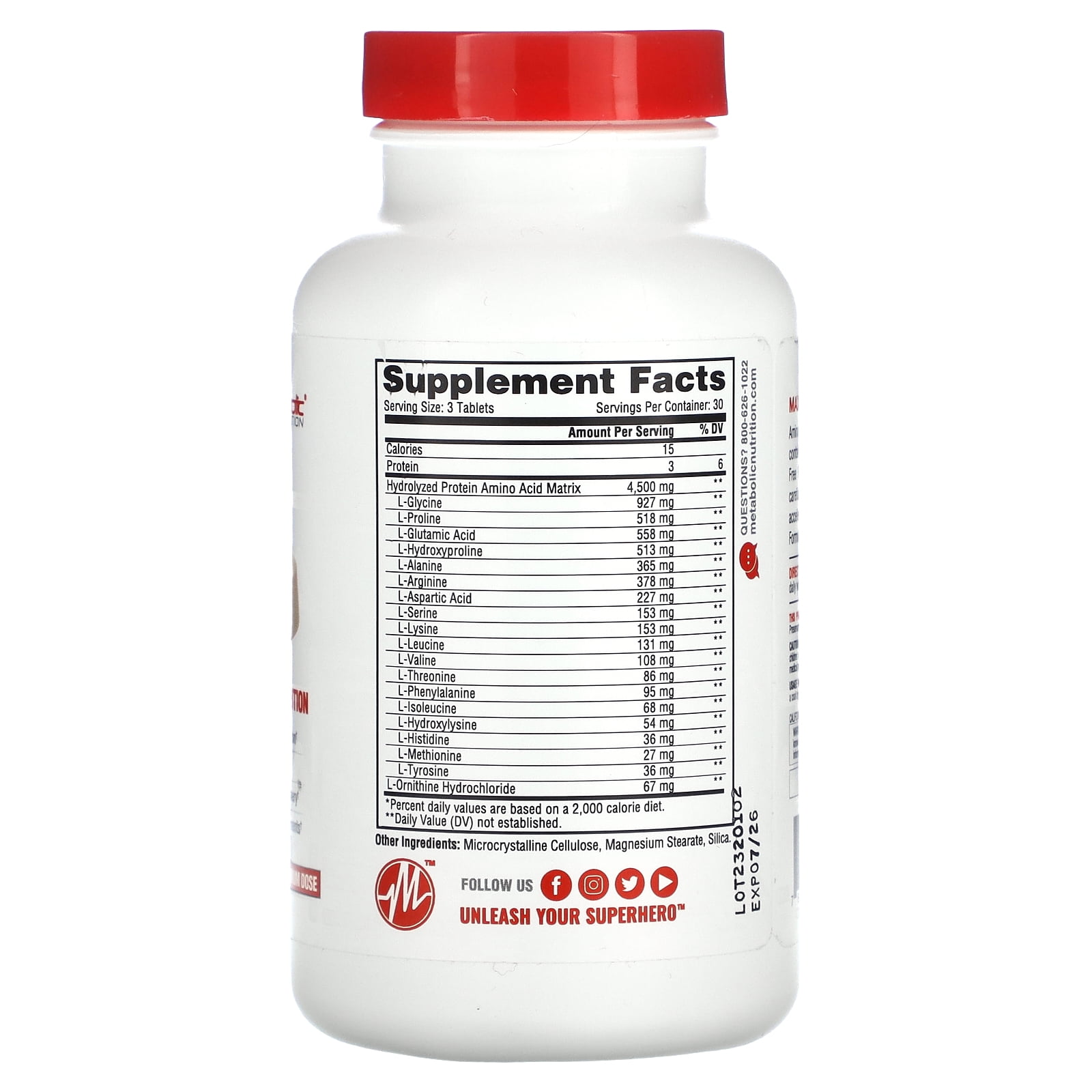 Metabolic Nutrition Amino 4500, Hydrolyzed Amino Acid