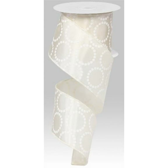 Pearl Beads on Satin Wired Ribbon, 2.5 Inches x 10 Yards