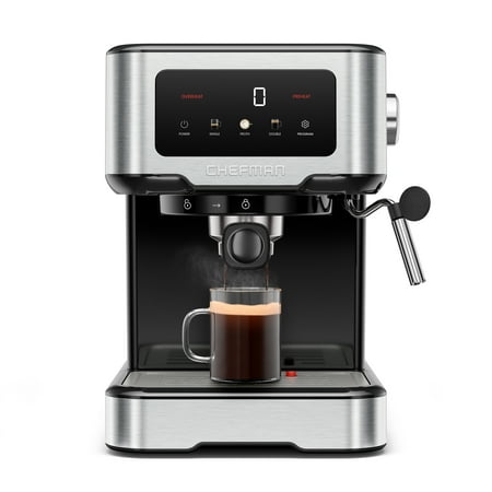 Chefman CraftBrew Espresso Machine w/ Steam Wand and Touch Controls – Stainless Steel, New