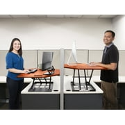 Stand Steady X-Elite Pro | Premier Corner Standing Desk Converter | Extra Large 40 Inch Sit to Stand Desk | Fully Assembled | Height Adjustable Desk Converter for Cubicles and L-Shaped Desks (Cherry)