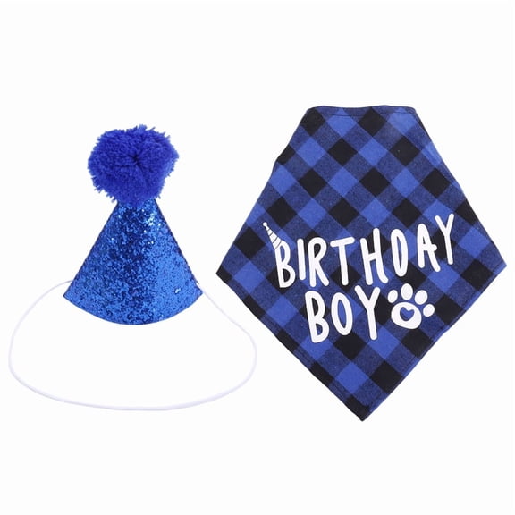 Dog Birthday Party Supplies,Pet Hat and Boy Doggy Bandana Set