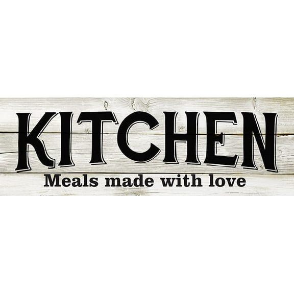 Kitchen Meals Made with Love Chic White Farmhouse Wood Sign Wall Décor Gift 8x24 Wood Sign B3-08240028169