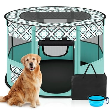 YUWENUS Large Pet Playpen for Dogs 44IN Pet Playpens Foldable Portable Indoor Outdoor Exercise Pen House with Carrying Case