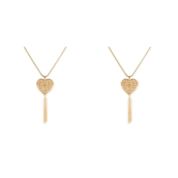 Qarigey Collar de mujer Estilo simple Hermosa joyería Accesorio Adorno de ropa Collares de borlas para decoración diaria Dorado, corazón Corazón de oro 2Conjunto