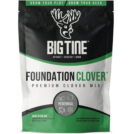 Big Tine Foundation Clover Mix Food Plot Seed, Deer Hunting Attractant, 4 lb