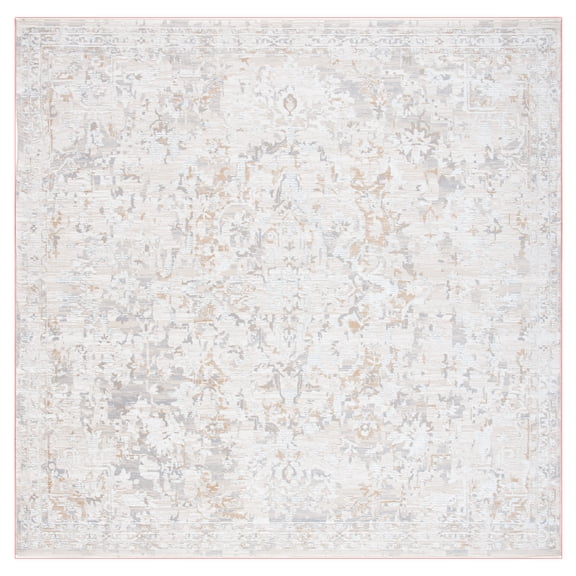 SAFAVIEH Martha Stewart Sabrina Glenna Floral Area Rug, Ivory/Beige, 6'7" x 6'7" Square