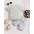 thumbnail image 4 of Musuos Baby Boy Summer 2 Piece Outfits, 6 12 18 24M 3T Round Neck Short Sleeve Letter Print Tops + Elastic Waist Shorts Set, 4 of 10