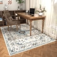 thumbnail image 3 of Washable Area Rug for Living Room, NovDeco 5'x7' Non-Slip Vintage Persian Light Blue Indoor Rug, Low Pile Stain Resistant Carpet for Bedroom Nursery, 3 of 11