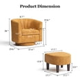 thumbnail image 3 of LINSY HOME Swivel Accent Chair with Ottoman, Velvet Barrel Chair for Living Room, Bedroom, Yellow, 3 of 10