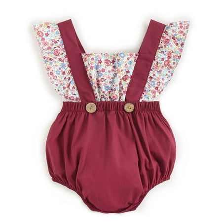 

TINYSOME Baby Cute Strap Bodysuit Floral Print Ruffle Rompers Sleeveless for Onesies Cotton Newborn Toddler Infant Outfits Summer Clothes Baby Clothing Accessories
