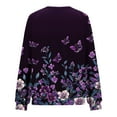 thumbnail image 5 of JUSLIO Shirts for Women Relaxed Fit Graphic Sweatshirts Irregular Print Long Sleeve Round Neck Sweatshirts Purple L, 5 of 5