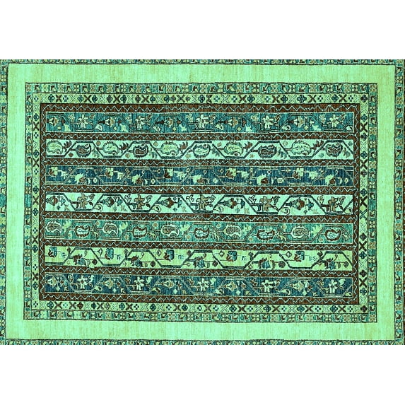 Ahgly Company Indoor Rectangle Abstract Turquoise Blue Modern Area Rugs, 2' x 3'