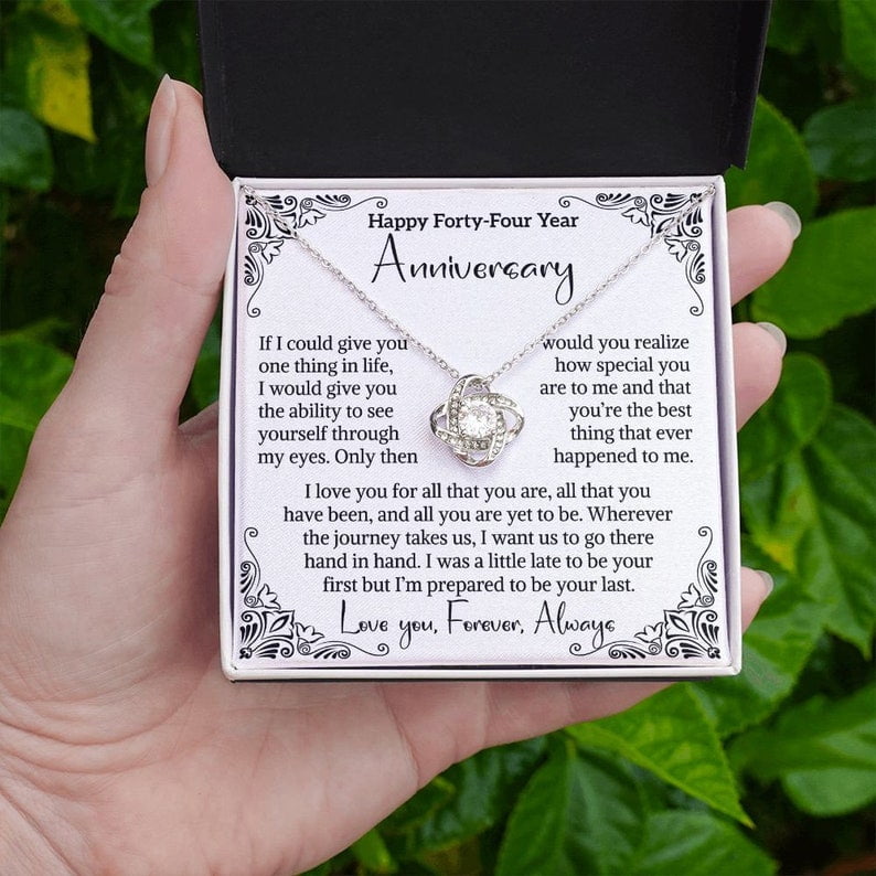 Woman Love 44th Wedding Anniversary Wife Electronics Anniversary ty Fourth Anniversary Gift 44 Year Anniversary, White Love Knot Necklace