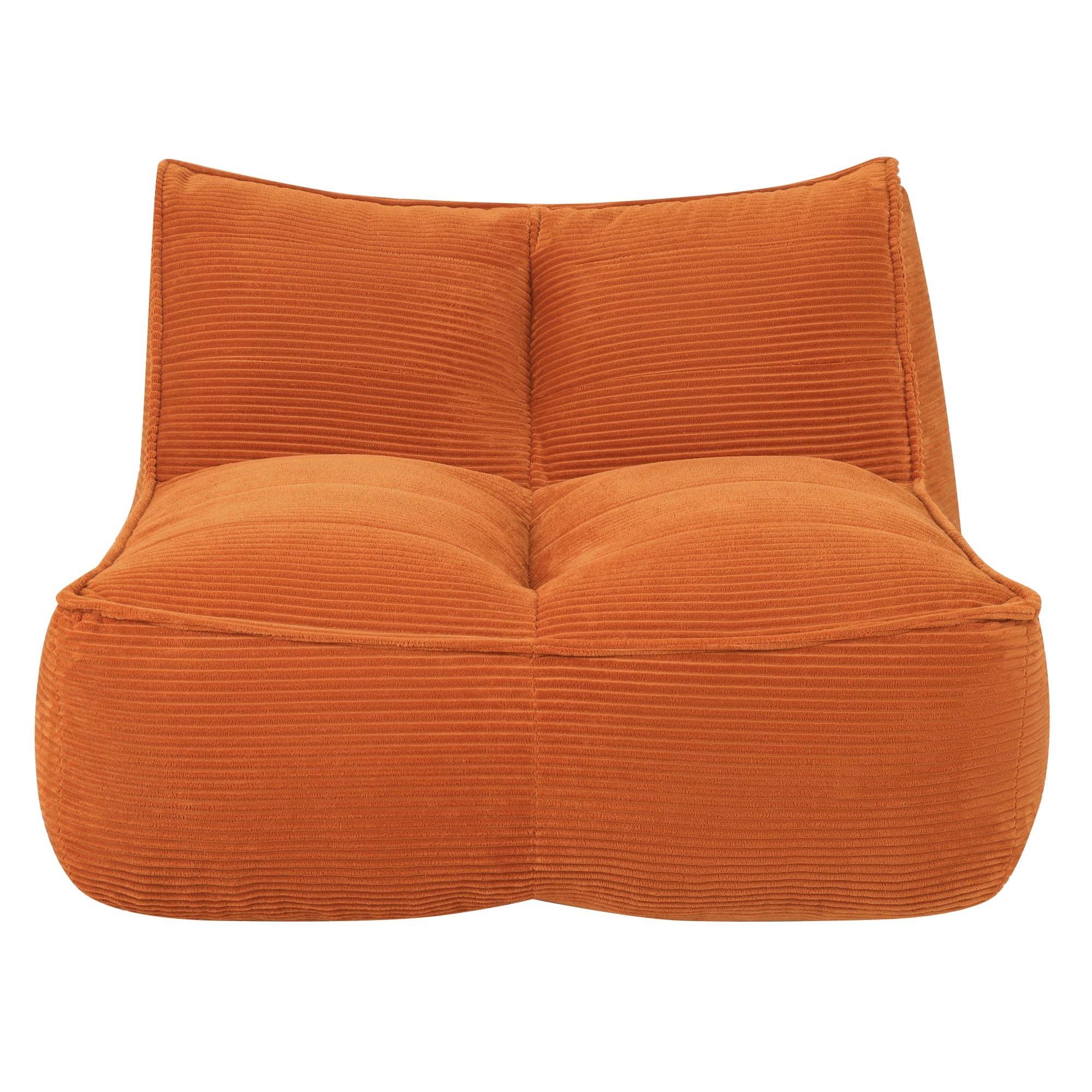 Leumius Cozy Fluffy Cloud Lazy Sofa, 2-Seater Corduroy Bean Bag Lounge Chair, Lightweight Single-Seat Couch for Living Room, Bedroom, Dorm Room, Office & Small Spaces,Orange