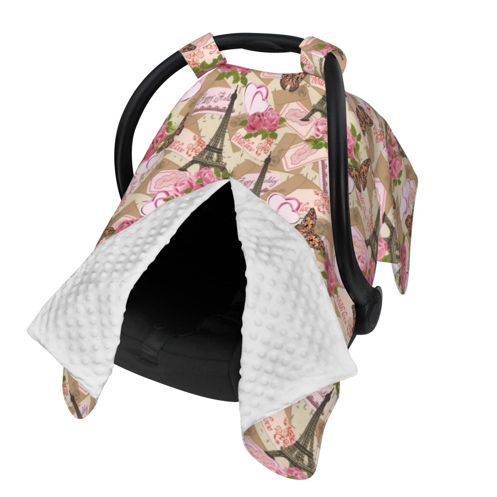Naloa Rose Flowers Baby Car Seat Cover, Breathable Baby Carrier Cover, Multiuse Baby Carrier Cover & Nursing Breastfeeding Cover