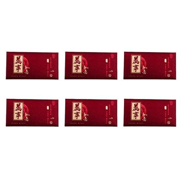 6 sobres rojos de Año Nuevo para la suerte Hongbao 2025, Año de la Serpiente Estilo A