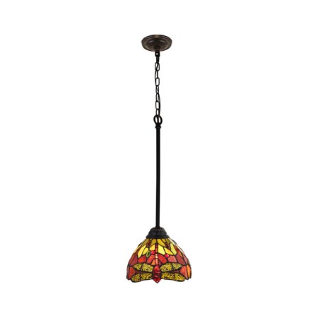 

Chloe Lighting Tiffany-Style Dragonfly Design 1-light Dark Bronze Hanging Pendant