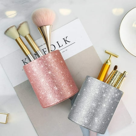 Pen Holder Pencil Cup Desk Glitter Bling For Women Girls Luxury Makeup Brush Large Pu Leather Multi Functional Organizer Gift Office Classroom Home Rose Gold Canada Pen Holder Pencil Cup Desk Glitter, Bling Desk Organizer Set
